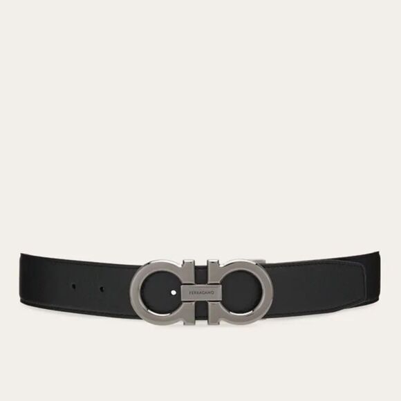 Salvadore Ferragamo Reversible and adjustable Gancini belt Black/Brown NWT in pk - Picture 5 of 9